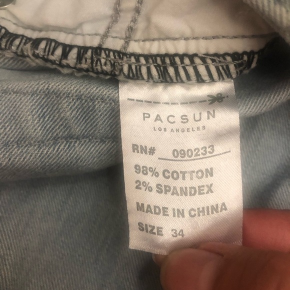 PacSun Men’s Distressed Vertical Stretch Skinny Denim Shorts Size W34 - Picture 14 of 14